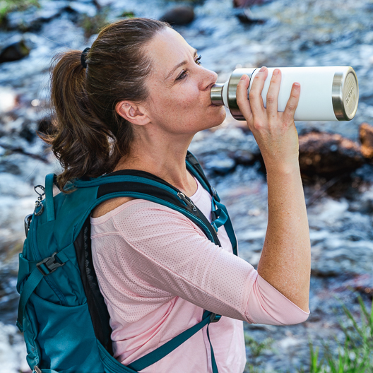 Enjoying cold brew from the Toddy Go Brewer on a hike